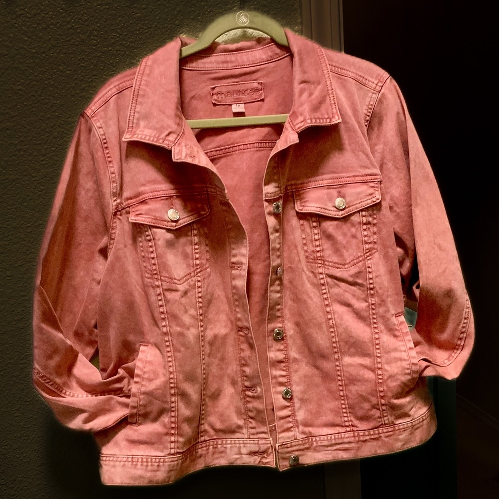 Pink denim jacket. Only worn once + Top